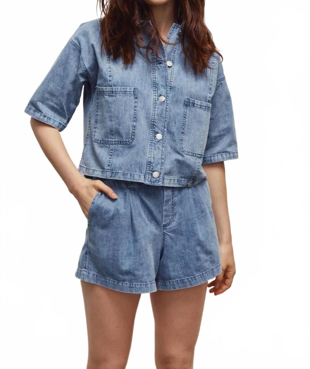 NEW MELISSA NEPTON brim wide leg jean shorts in denim